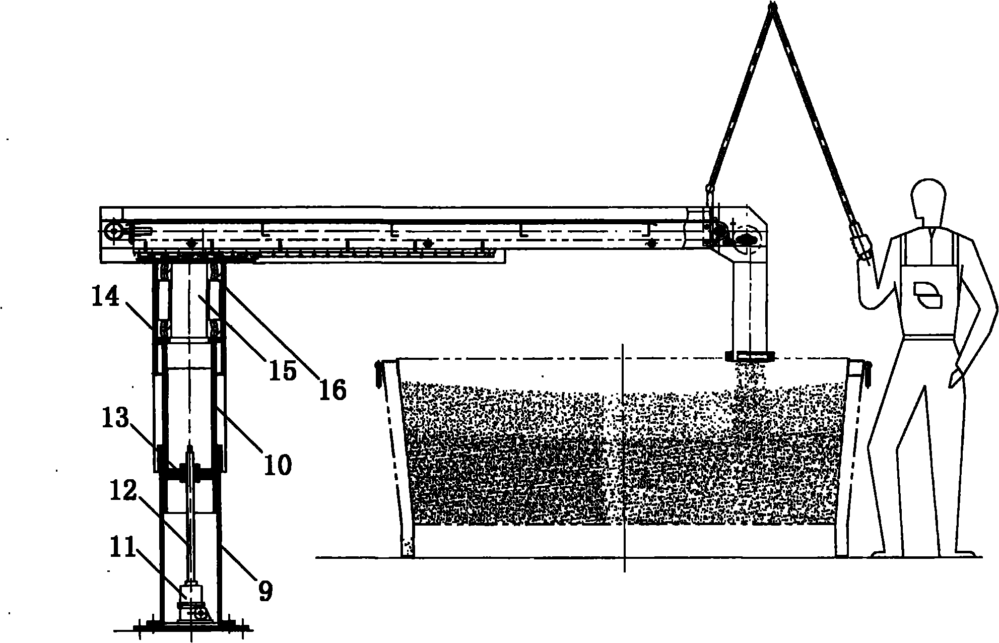 Semi-automatic rice steamer loading device of solid brewing grain tank
