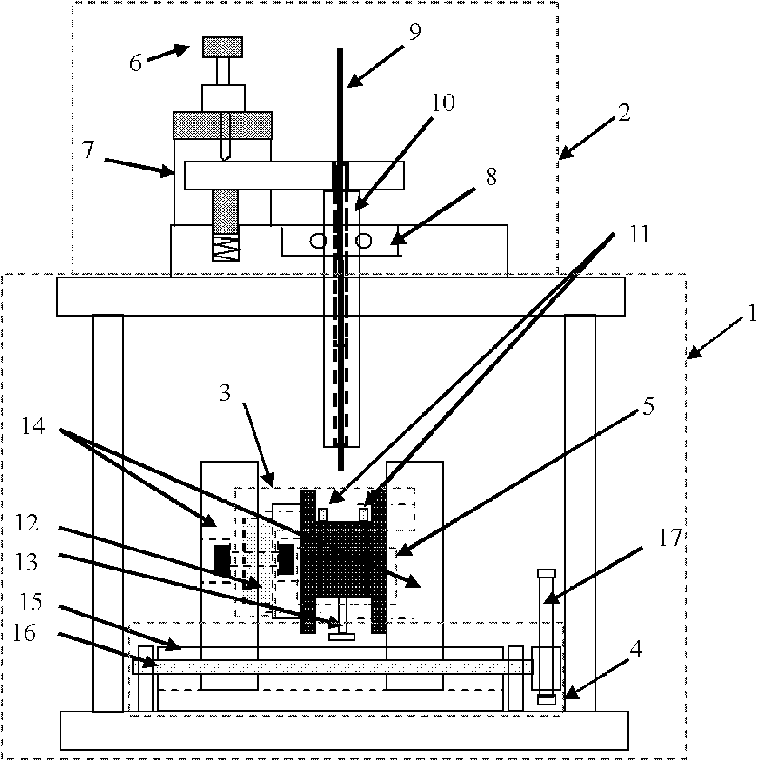 Measuring device of rigidity and damping of tangential contact