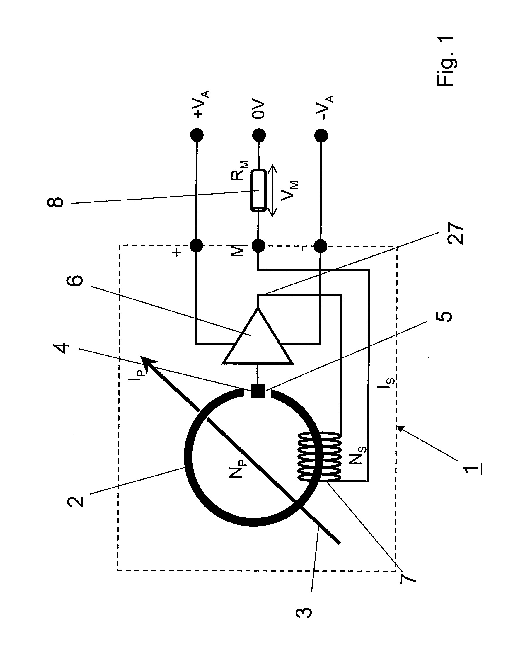 Current sensor operating in accordance with the principle of compensation