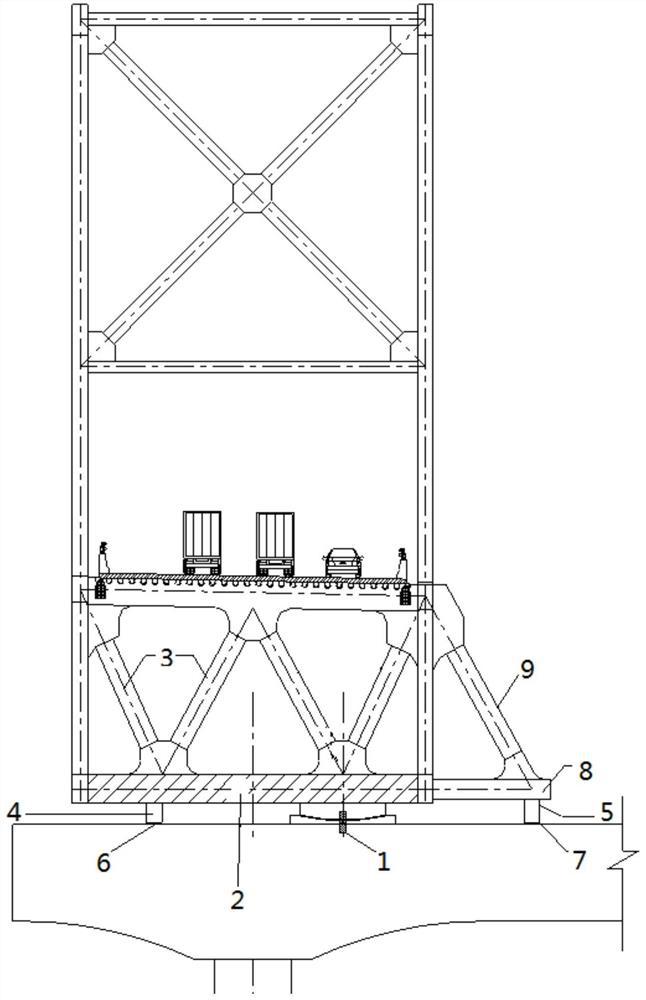 Eccentric arrangement method and device for turntable on curved steel truss girder