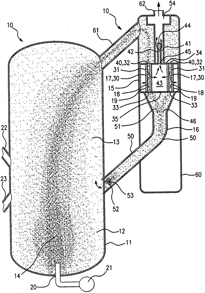Arrangements for removing entrained catalyst particulates from gas