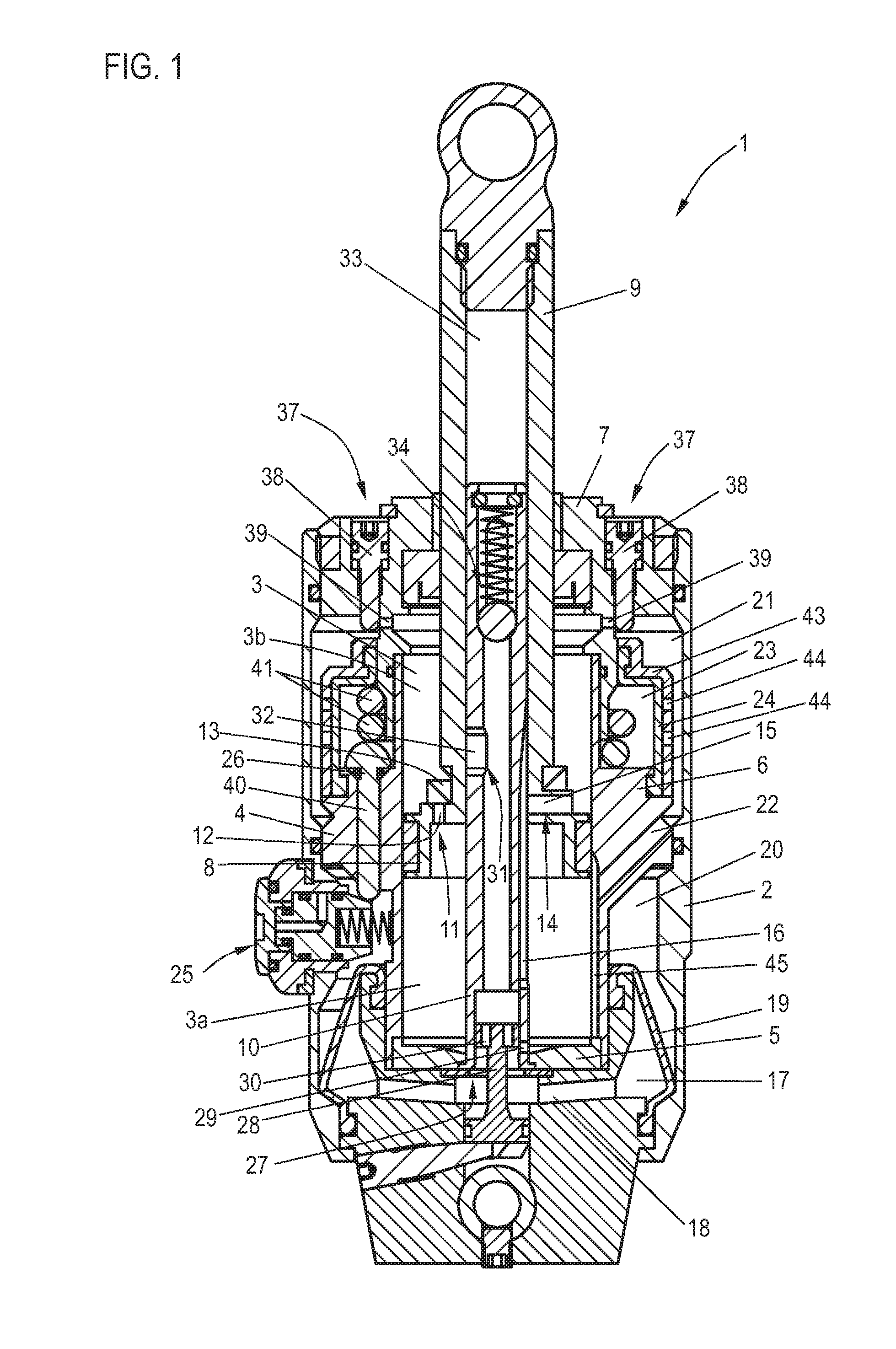 Hydraulic damping cylinder, in particular for a knee prosthesis