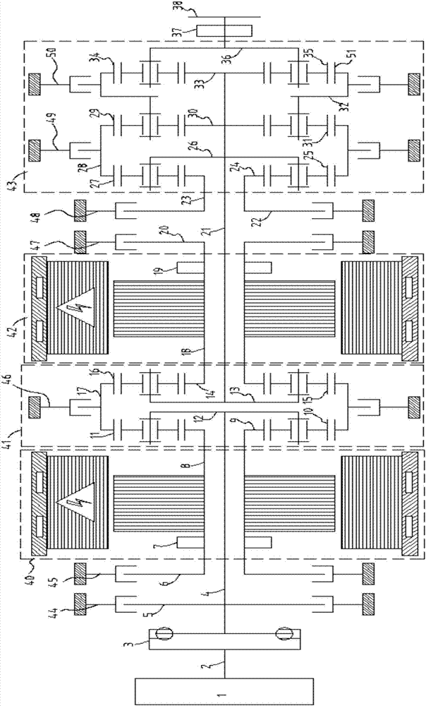 Multi-mode composite mixed power plant with three-gear automatic speed-changing module