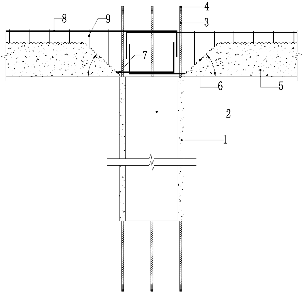 Vertical and horizontal integrally superposed concrete frame structural body and superposed forming body