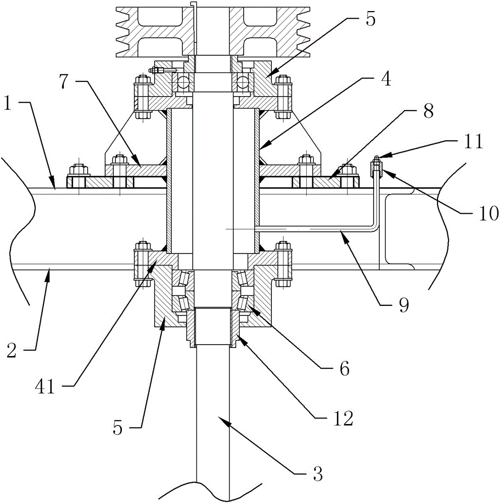 Stirring shaft mounting structure of stirring device