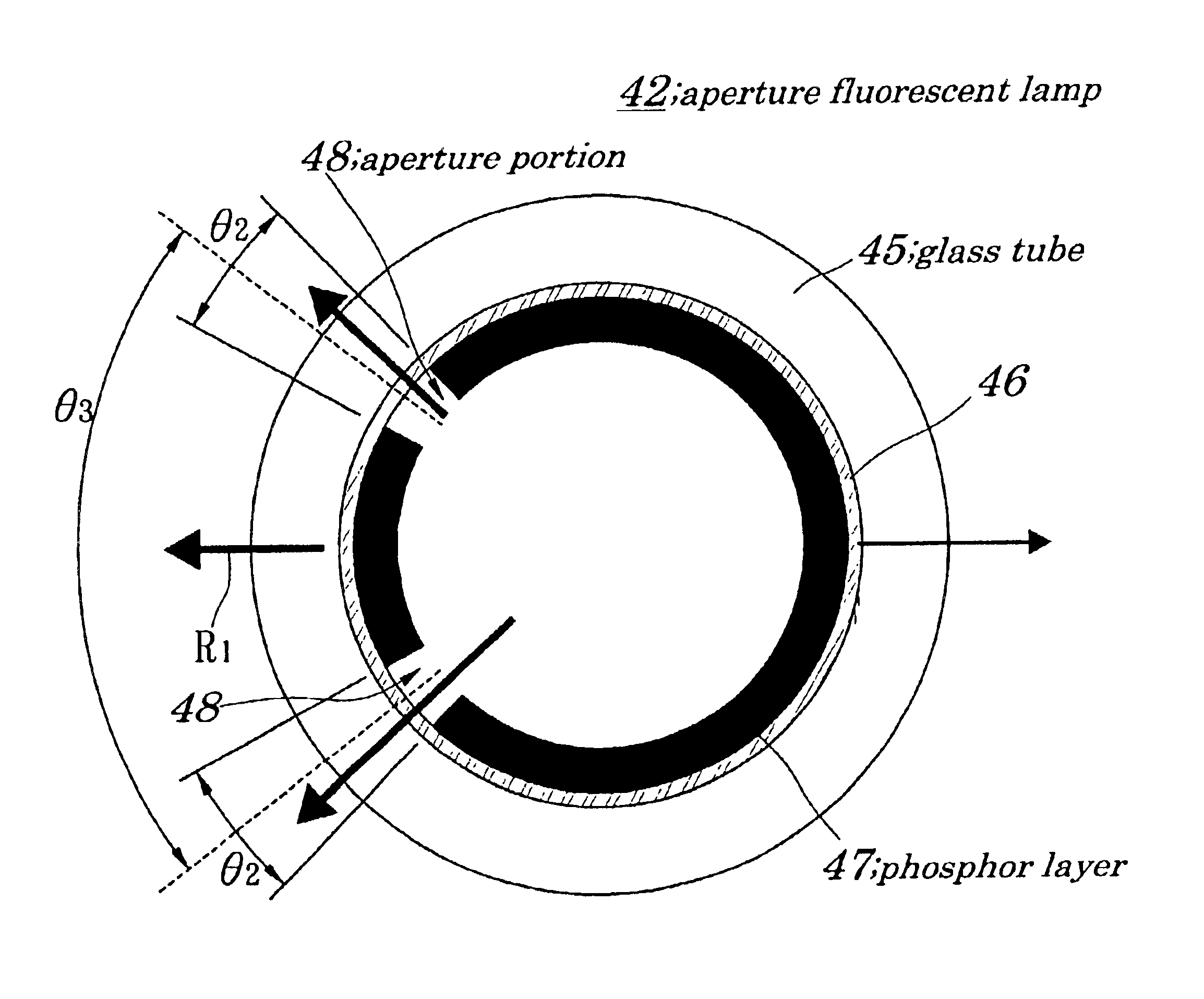 Aperture fluorescent lamp, surface illuminator, manufacturing methods thereof, liquid crystal display device, and electronic device