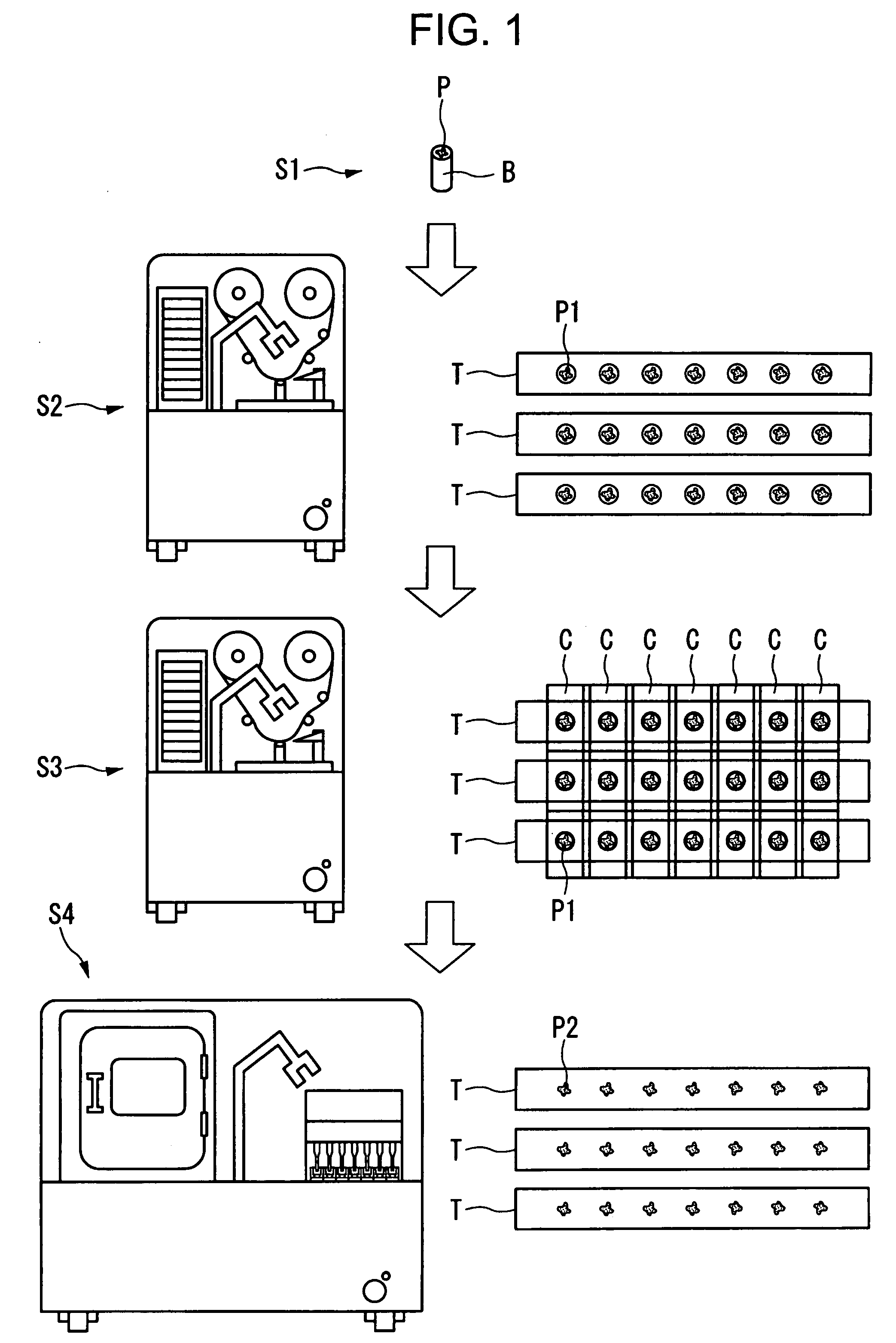 Container for processing section samples, processing method for section samples, and processing apparatus for section samples