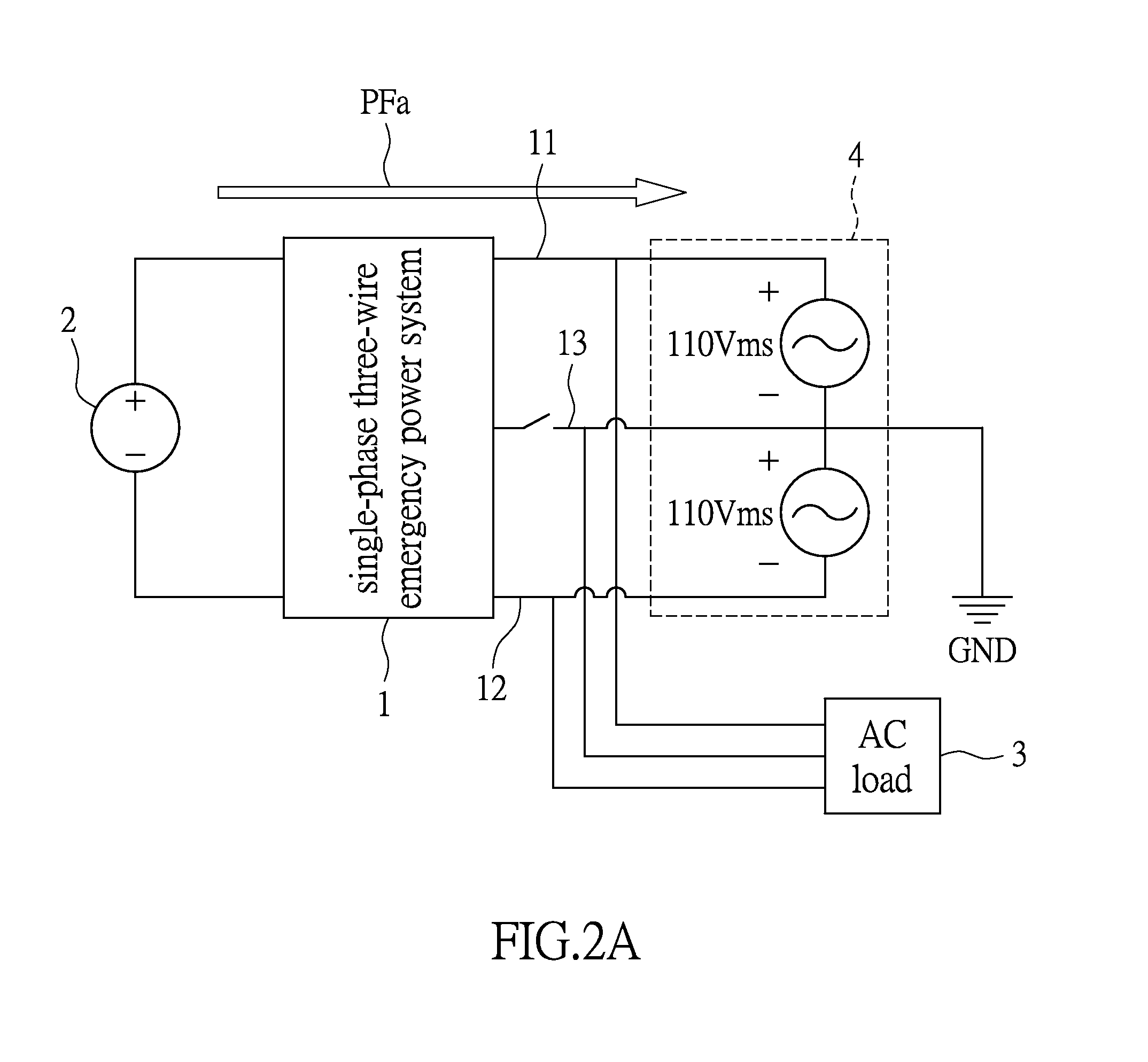 Single-phase three-wire power control system and power control method therefor