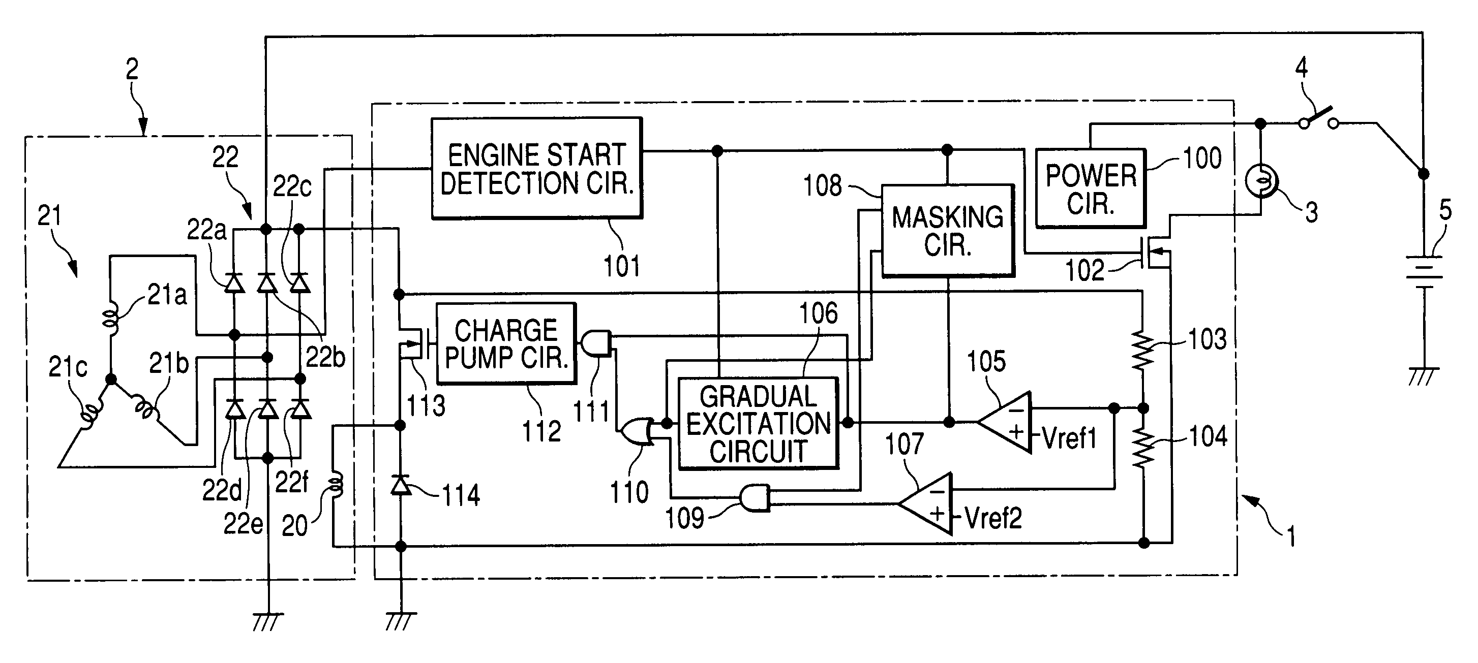 Method and apparatus for controlling power generation using gradually exciting technique
