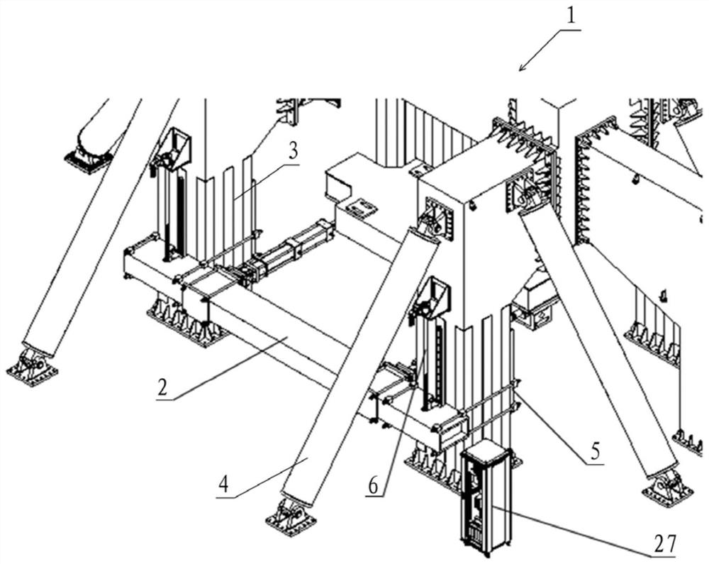 Device for holding and lifting counter-force beam of test bed