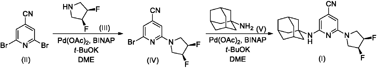 Compound comprising adamantane and nitrile pyridine structure, as well as preparation method and application of compound