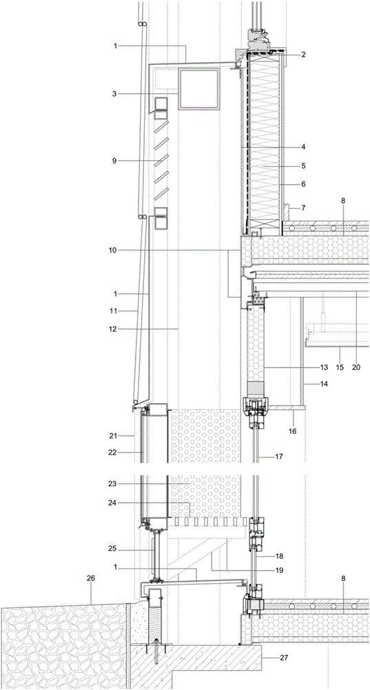 Ventilation and thermal insulation buffering interlayer structure for exterior building surface