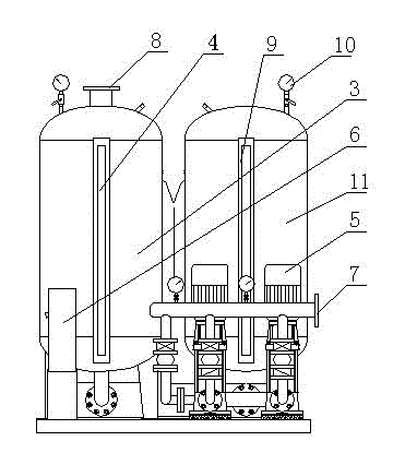 Pressure-superposed water supply device