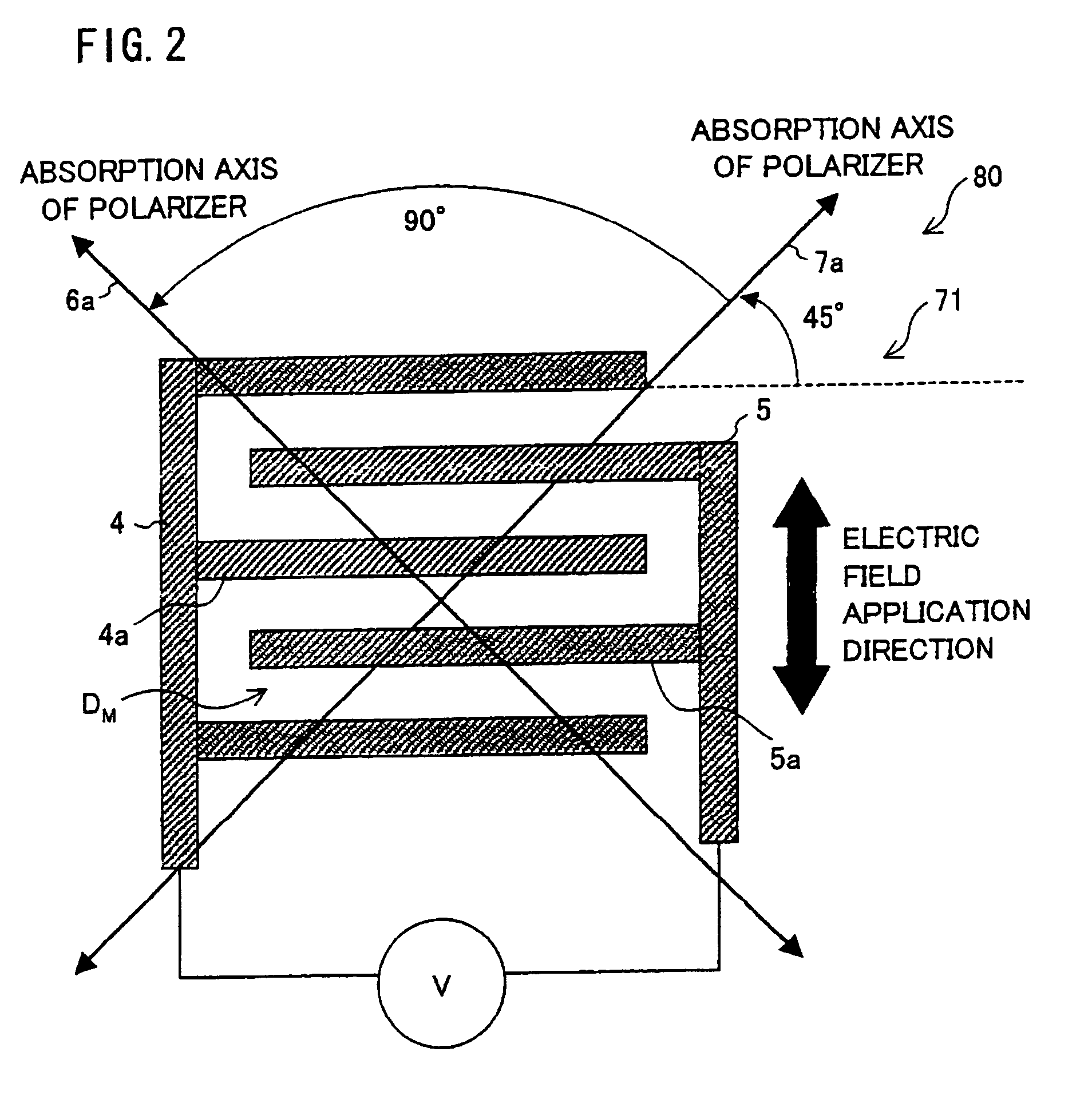 Display device producing display by changing shape of refractive index ellipsoid of medium by applying electric field to medium