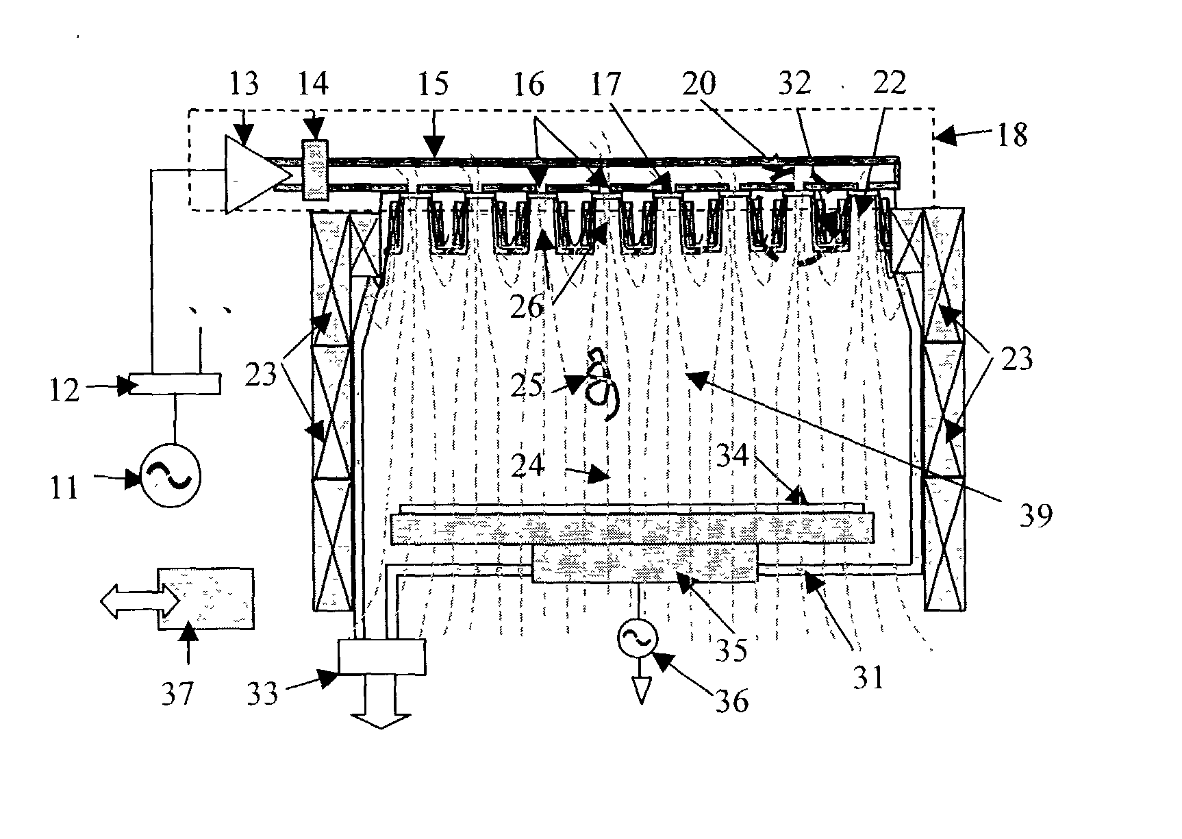 Electron-cyclotron resonance plasma reactor with multiple exciters