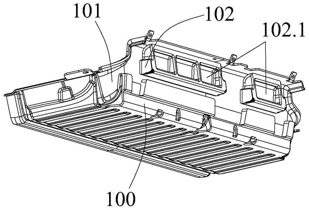 Automobile passenger compartment rear carpet assembly pressing device