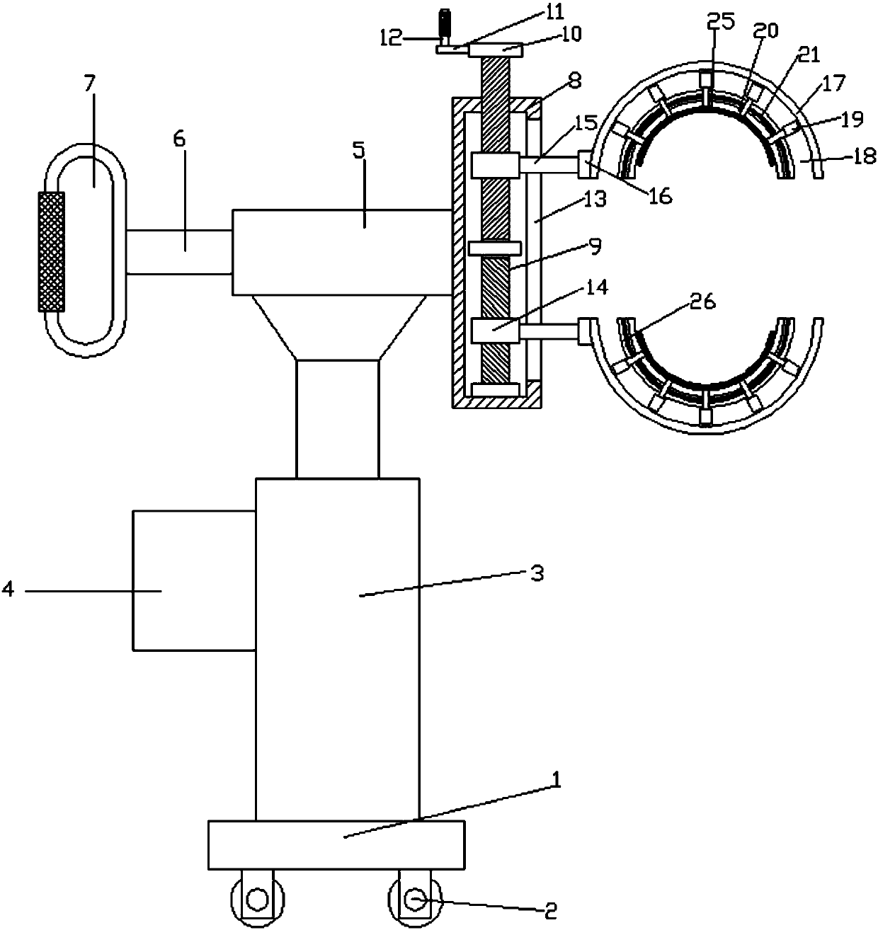 Rust-removing device for surface of mine wind and water pipeline