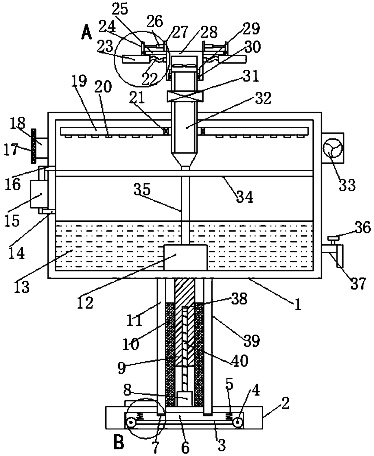 Dust-settling device for civil engineering