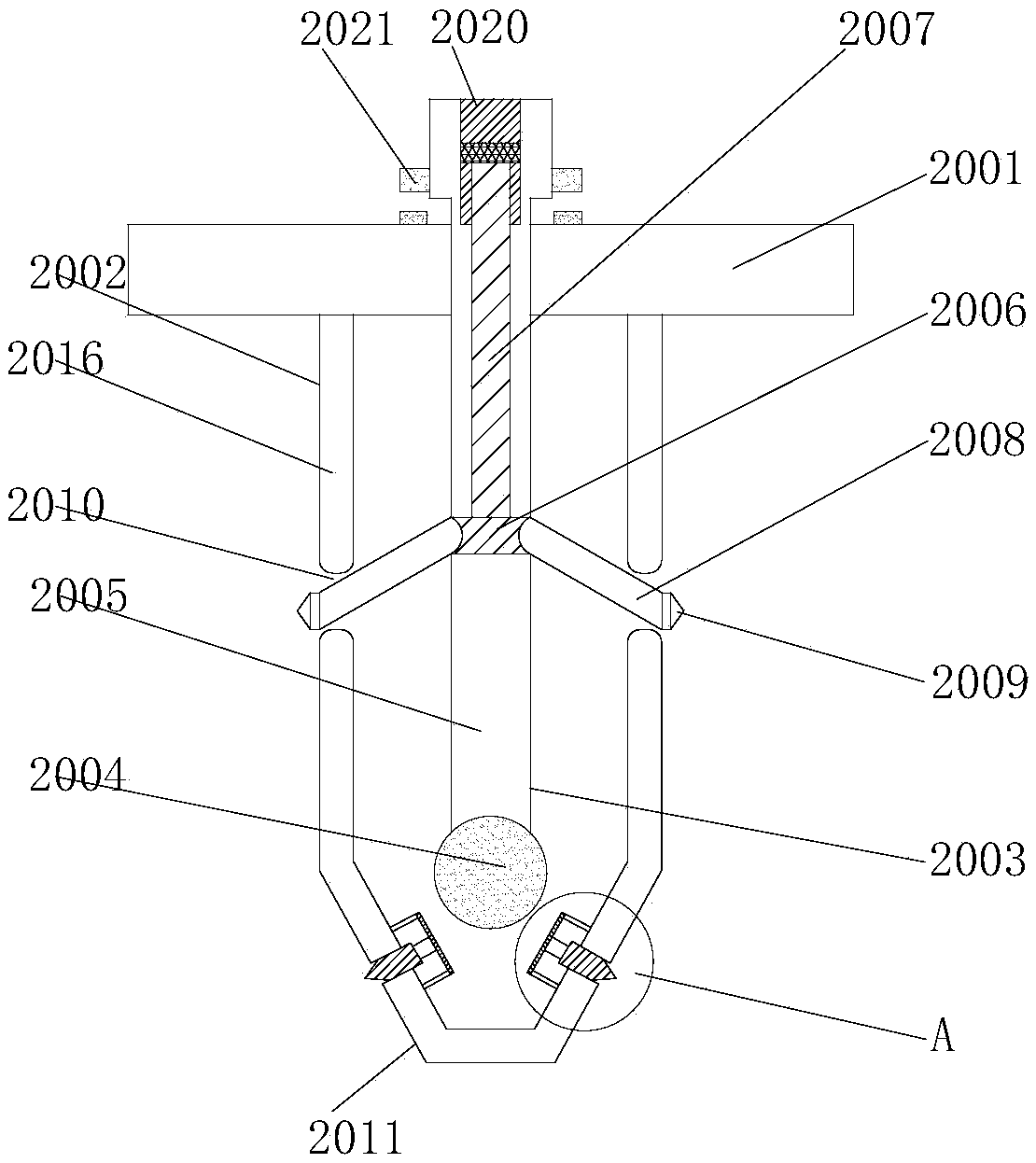 Efficient anti-loose supporting and hanging device facilitating pipeline installing and adjusting