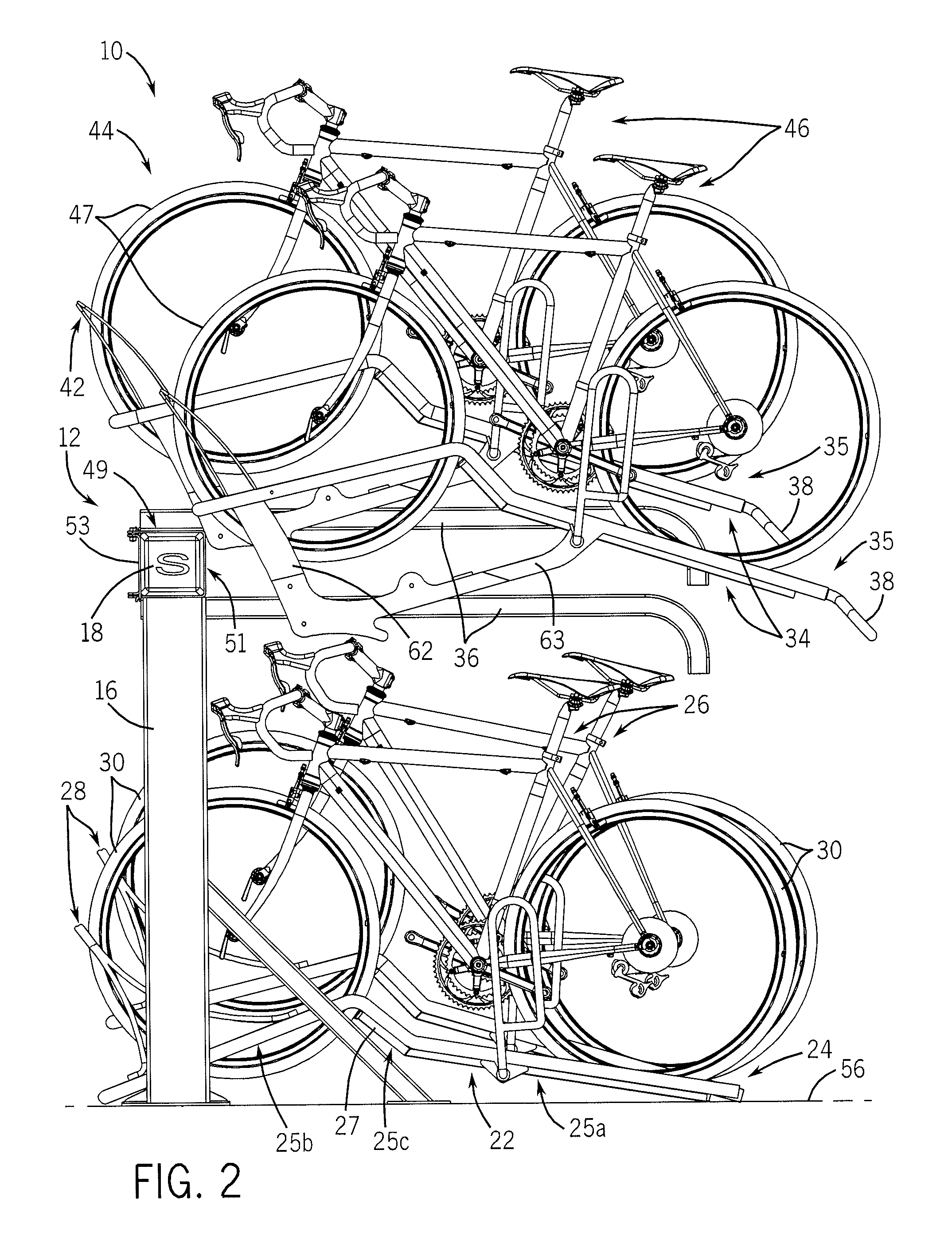 Dual level bicycle parking system