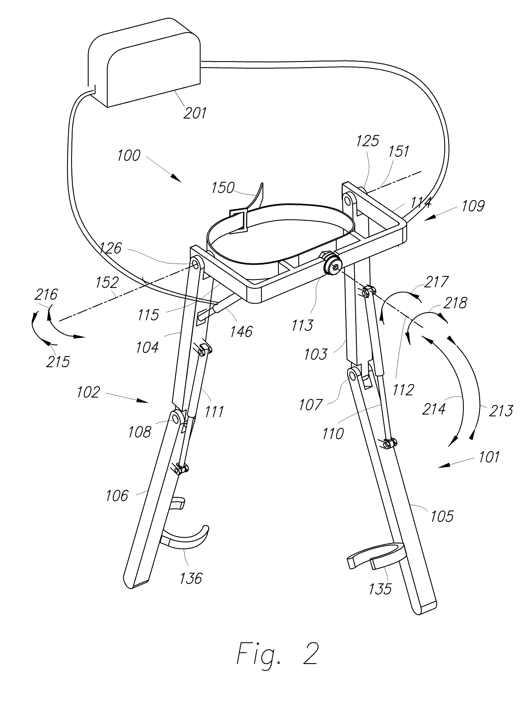 Device and method for decreasing oxygen consumption of a person during steady walking by use of a load-carrying exoskeleton