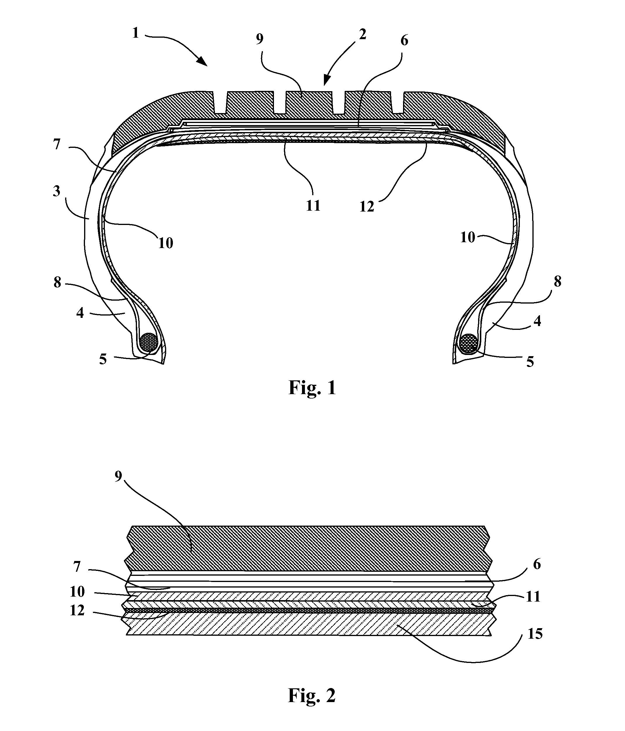 Tyre having a built-in self-sealing layer