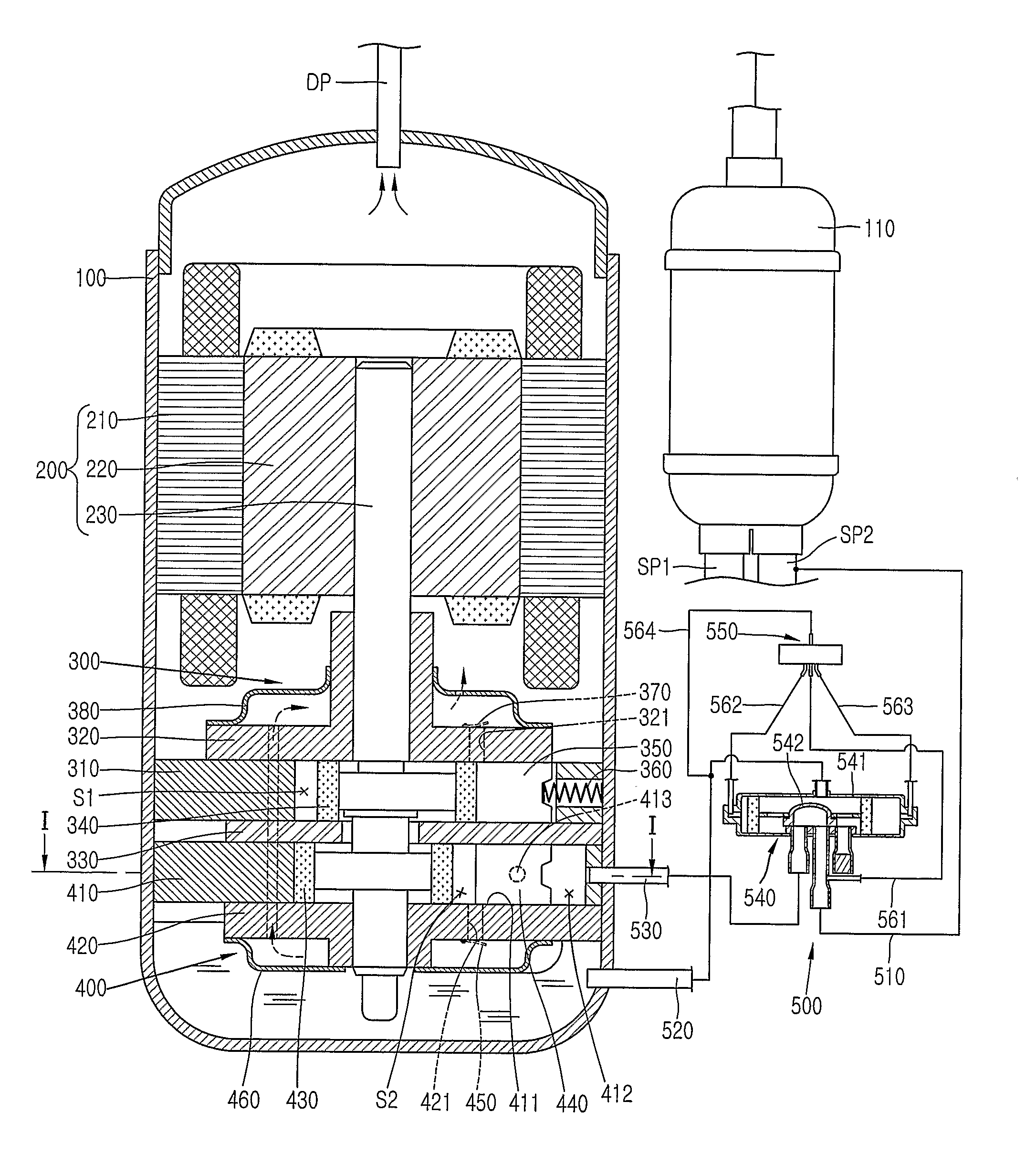 Capacity Varying Type Rotary Compressor and Refrigeration System Having the Same