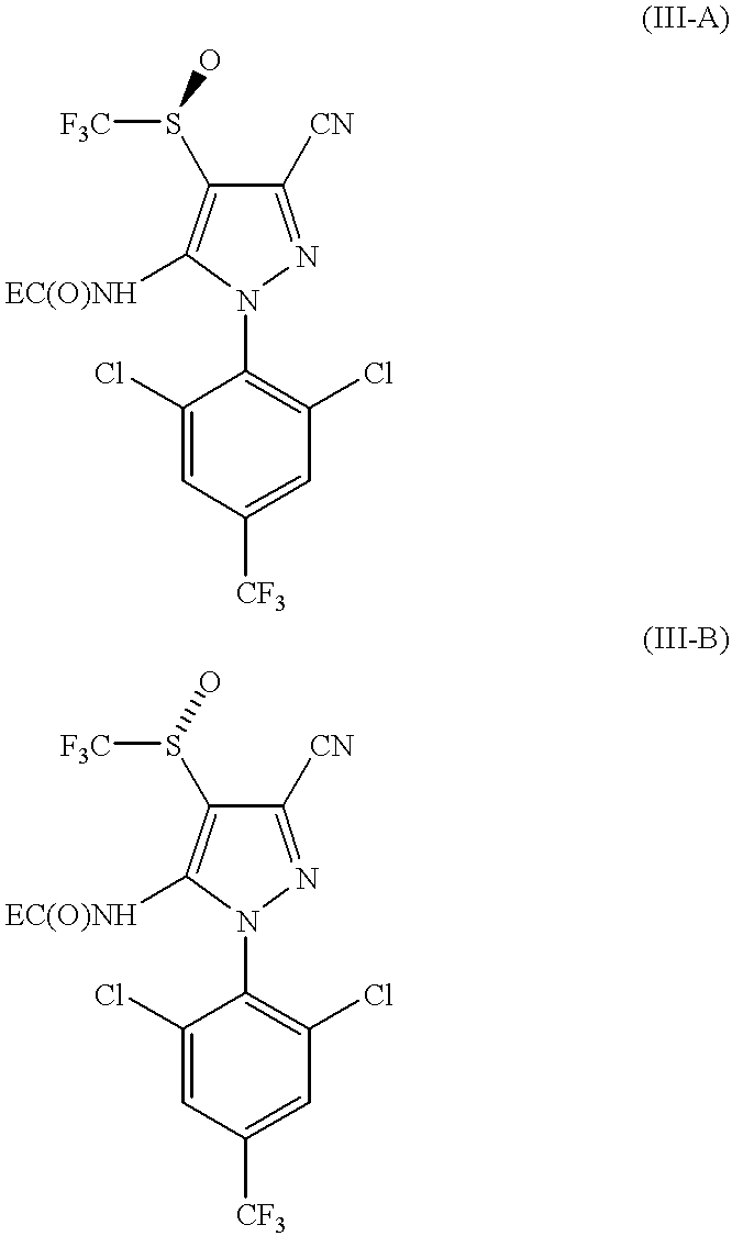 Pesticidal composition comprising enantiomeric form of fipronil