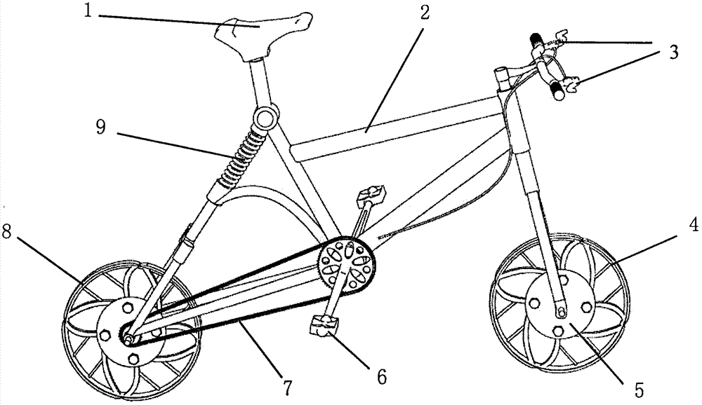 Floor climbing and flat ground dual-purpose bicycle