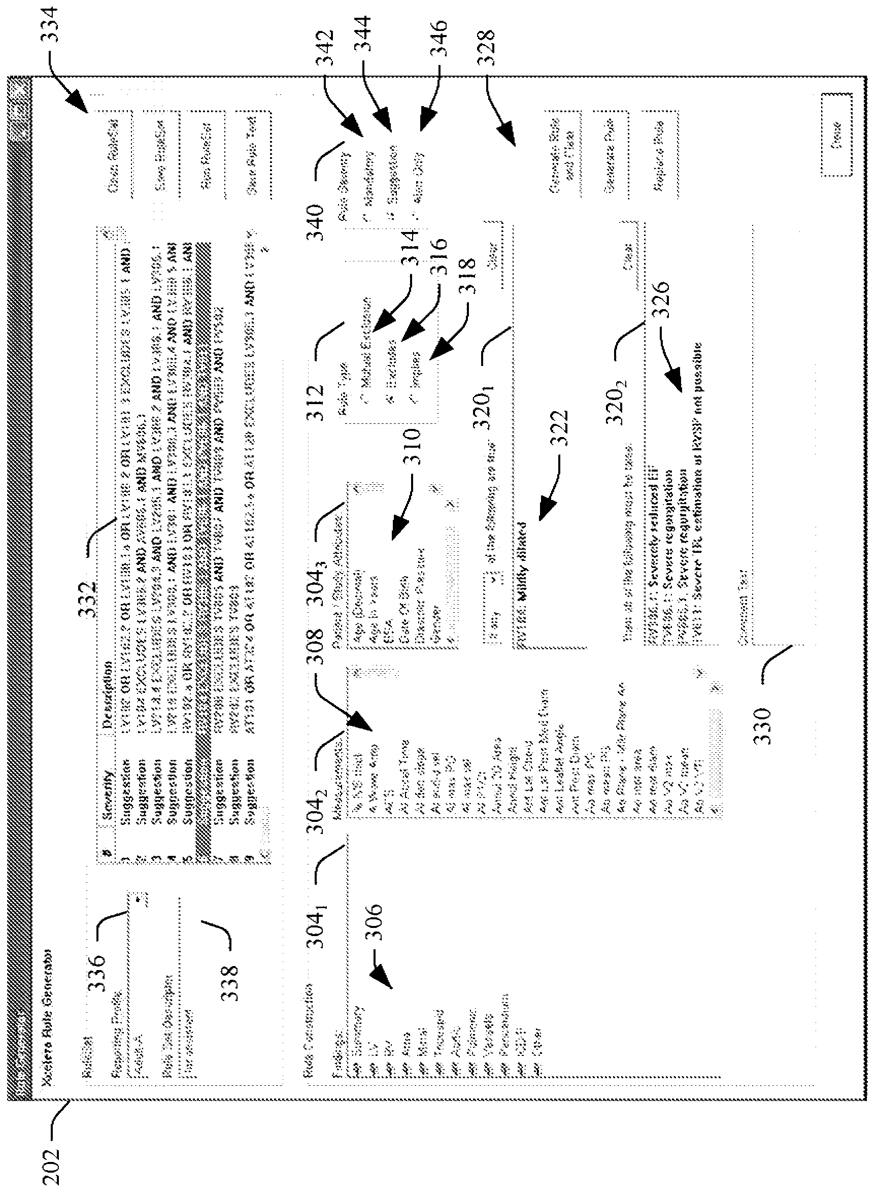 Medical information system ruleset creation and/or evaluation graphical user interface