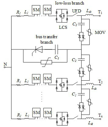 Three-port DC power flow controller topology with fault removal capability