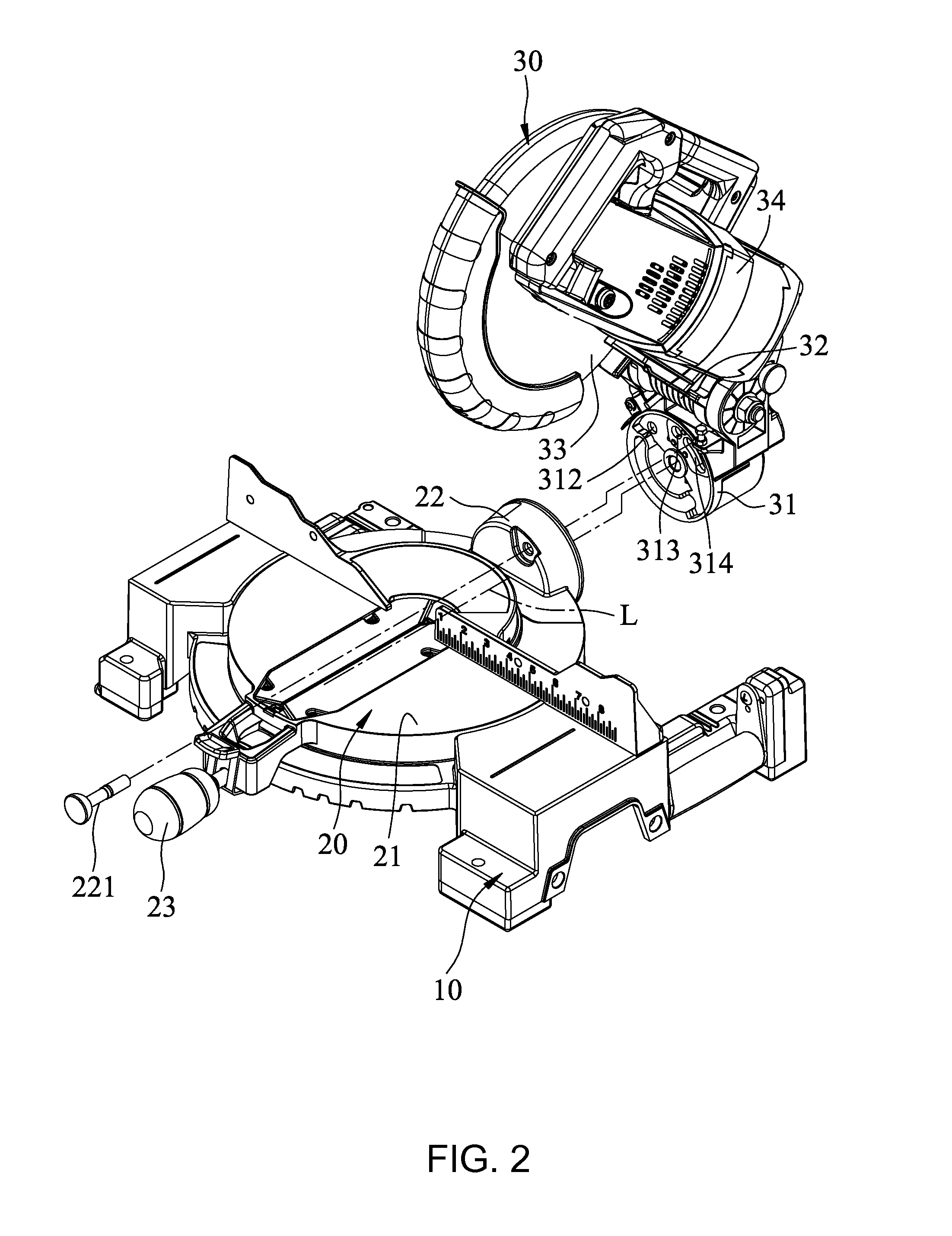 Foldable miter saw having a safety device