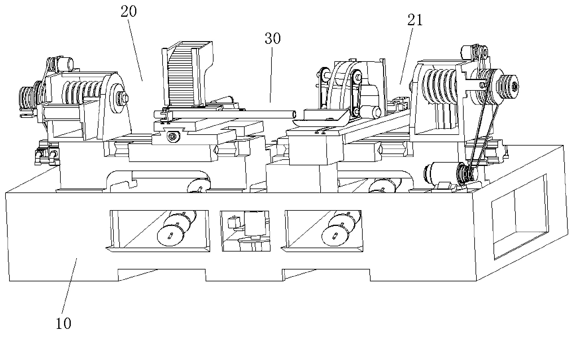 Double-head numerical control machine tool for processing shaft type parts