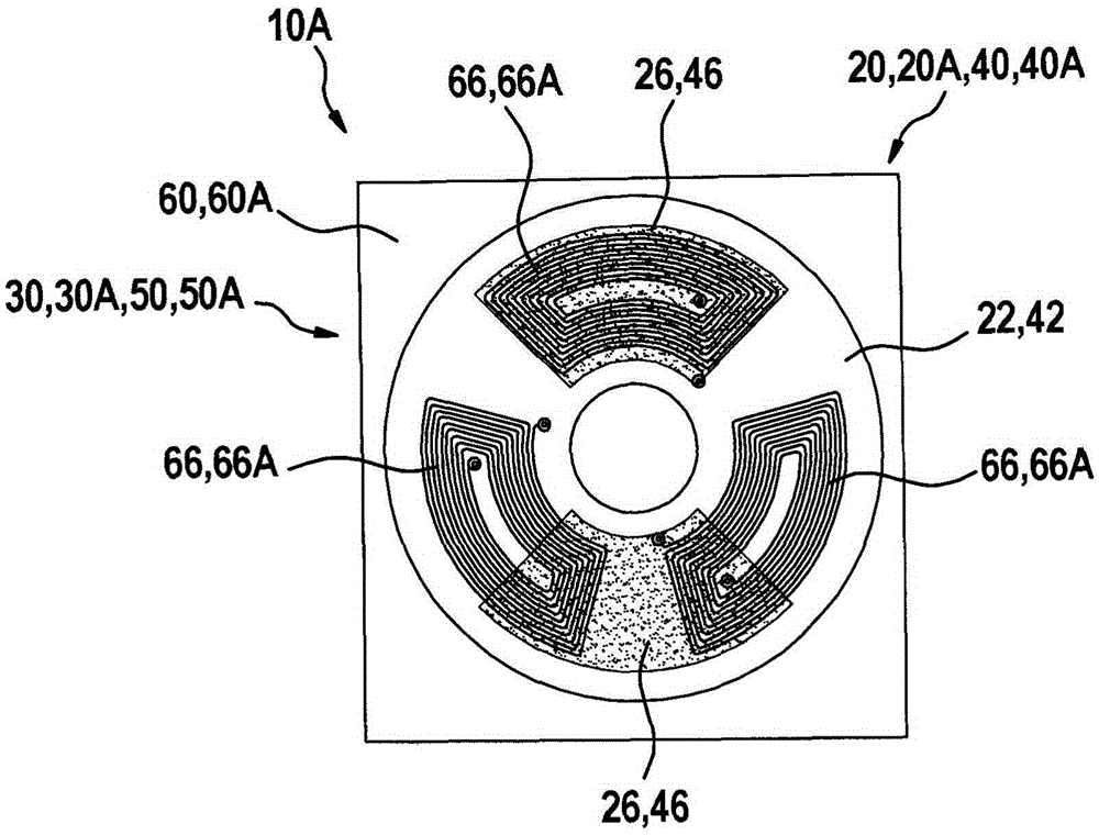 Sensor arrangement for sensing rotation angles on a rotating component in a vehicle