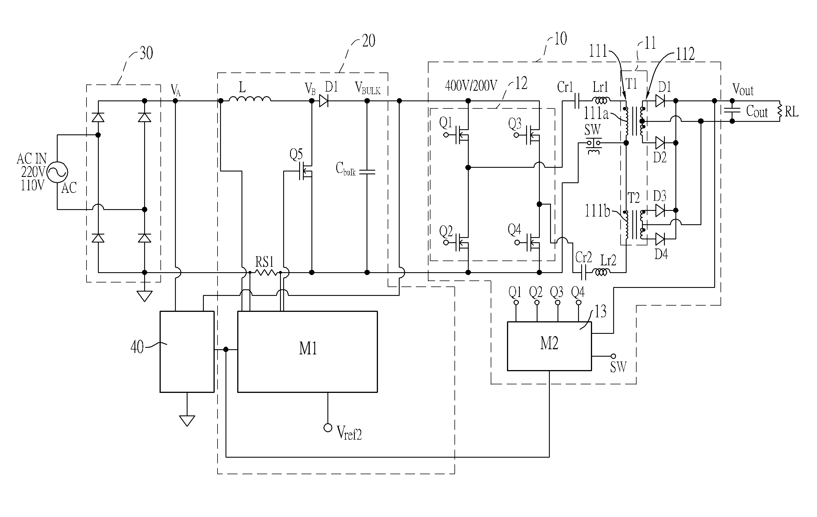 High efficiency universal input switching power supply
