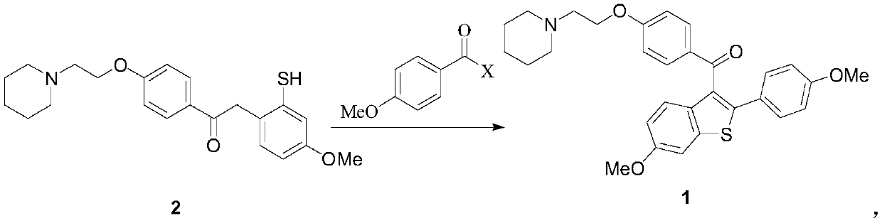 Preparation method of raloxifene hydrochloride and intermediate thereof