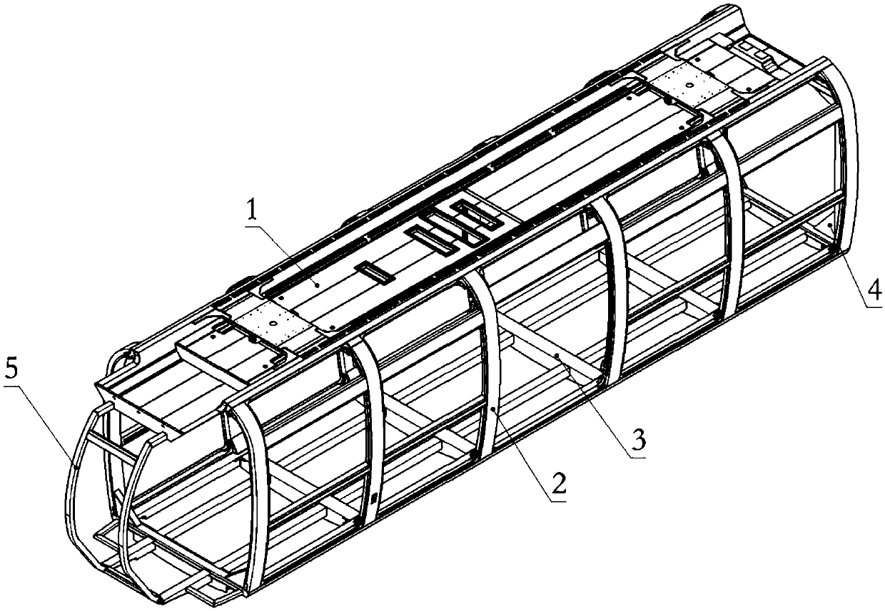 A suspension type monorail car body structure with wide field of view