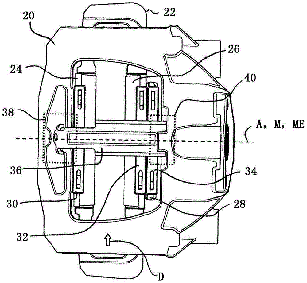 Caliper disc brake of a vehicle, in particular a commercial vehicle, and holding-down spring of such a brake