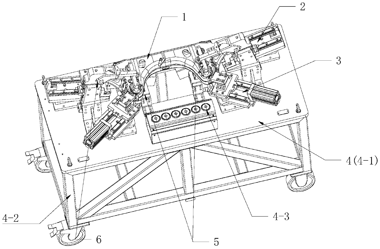 Automobile subframe crossbeam positioning and welding device