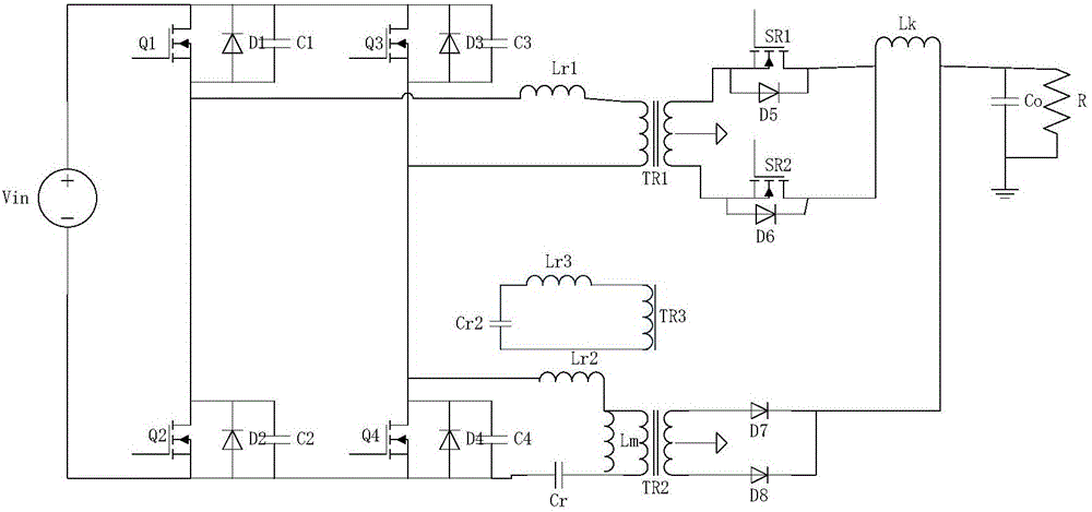 Full-bridge and half-bridge hybrid converter with auxiliary LC resonant circuit