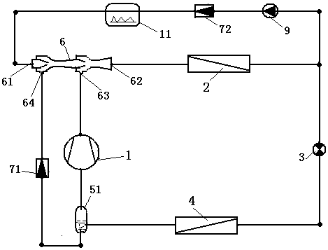Heat pump system with ejector