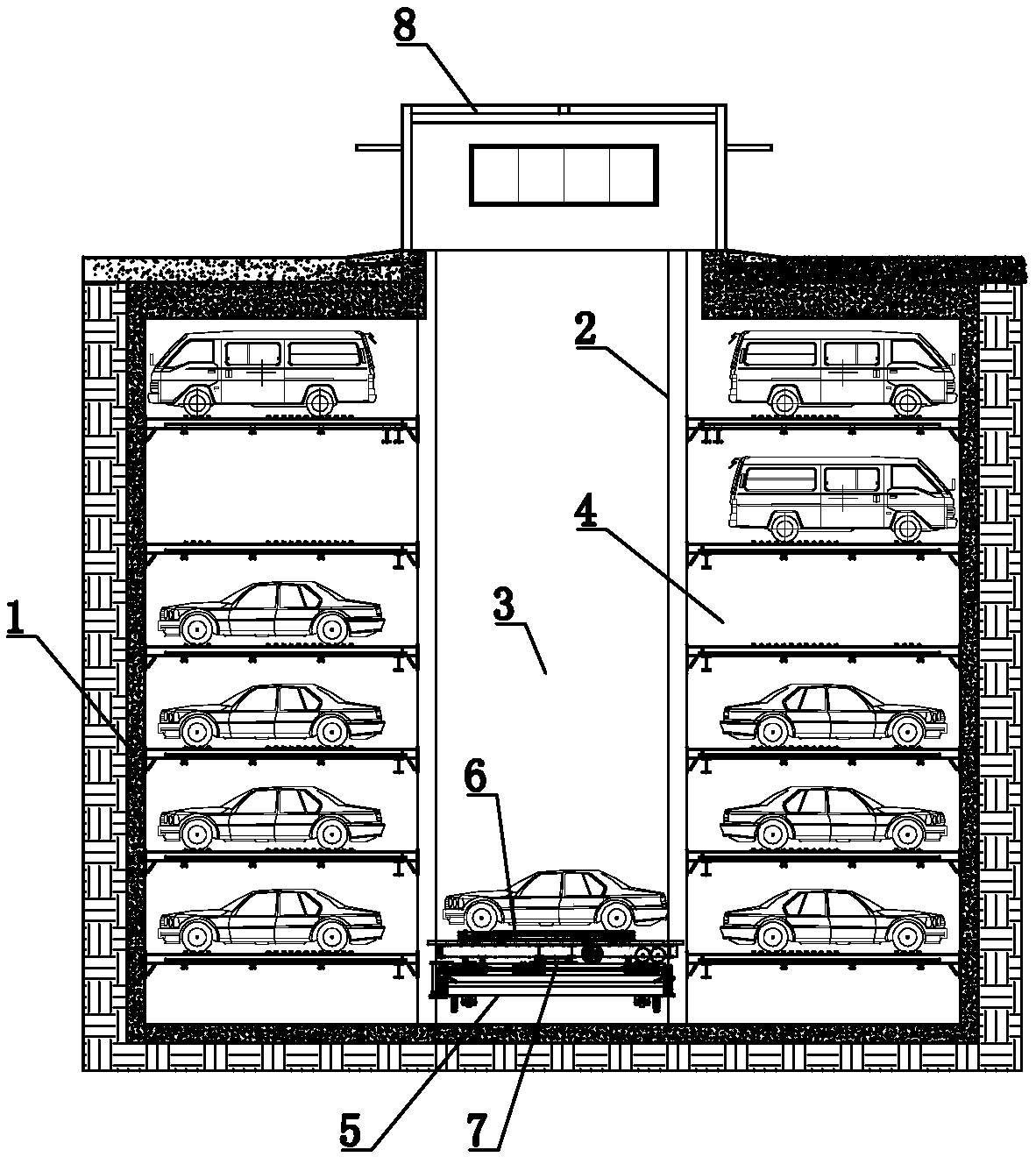 Layout method of road underground stereoscopic garage