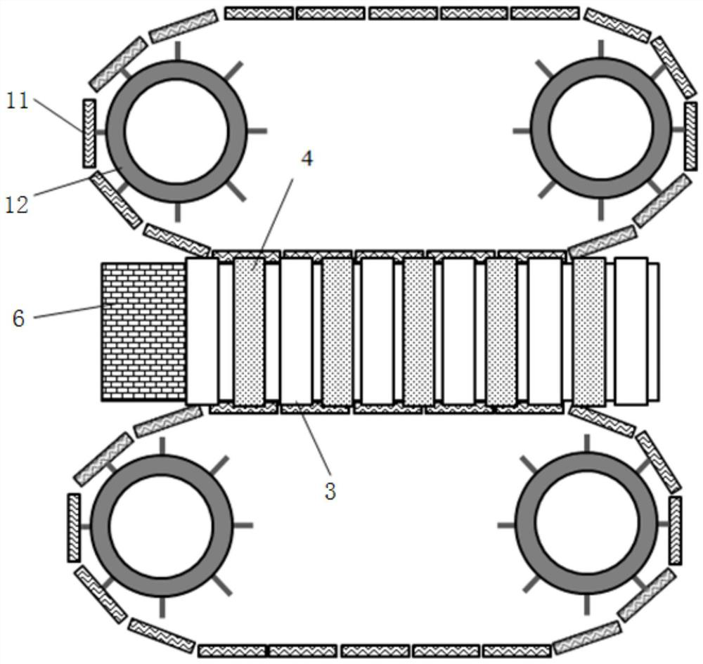 Continuous casting device for aluminum alloy and composite plate strip billet thereof and working method