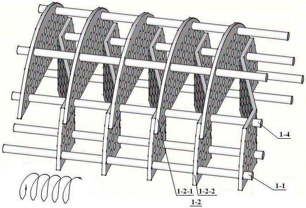 Reverse flow type spiral baffle plate U-shaped pipe bundle heat exchanger