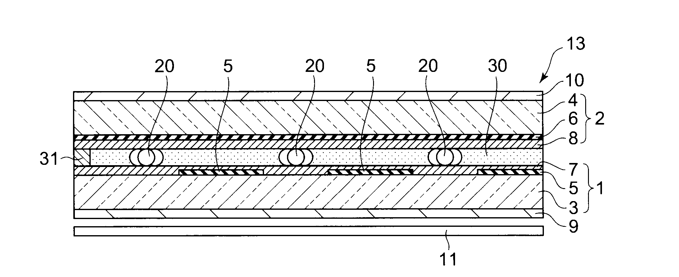 Display device provided with spacer particles and method of manufacturing the same