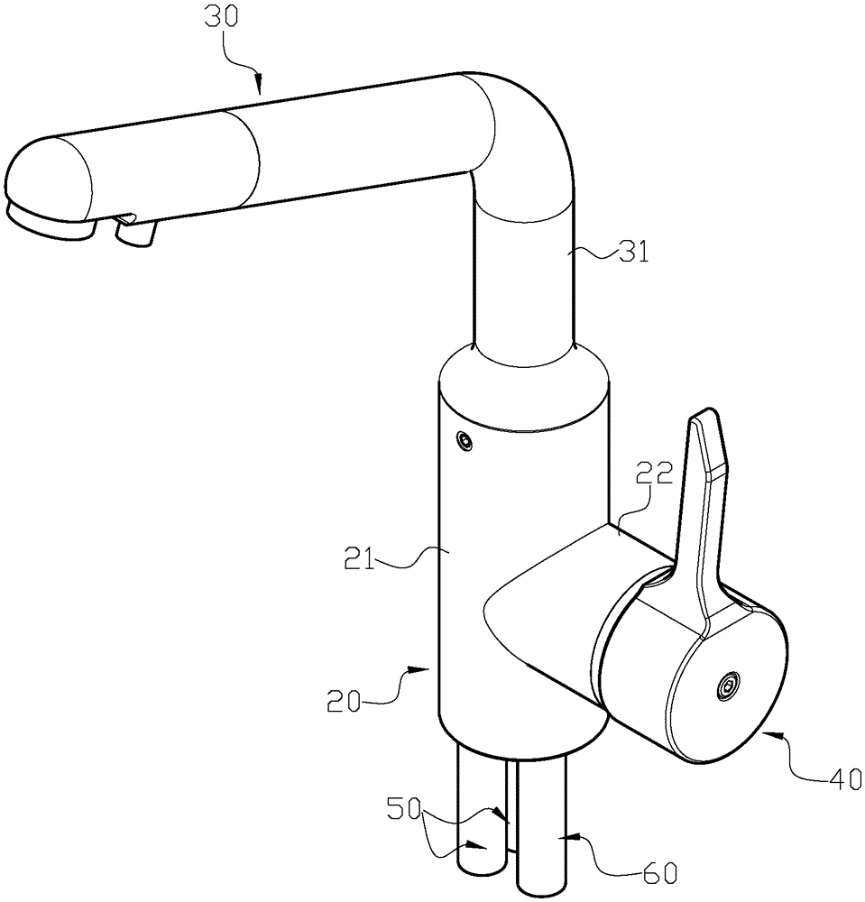 Pipe-in-pipe faucet water control valve