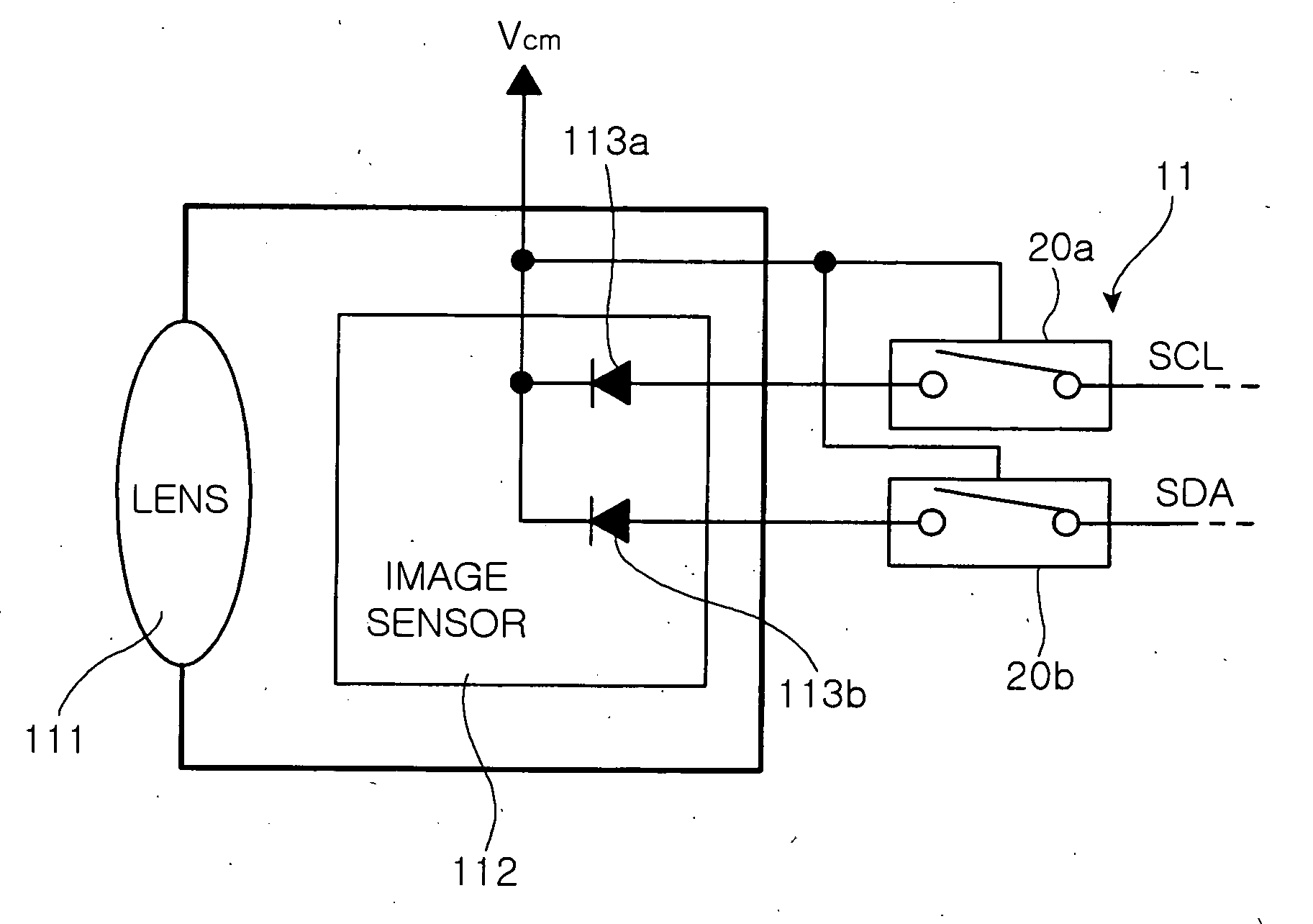 Camera module for communicating through I2C method