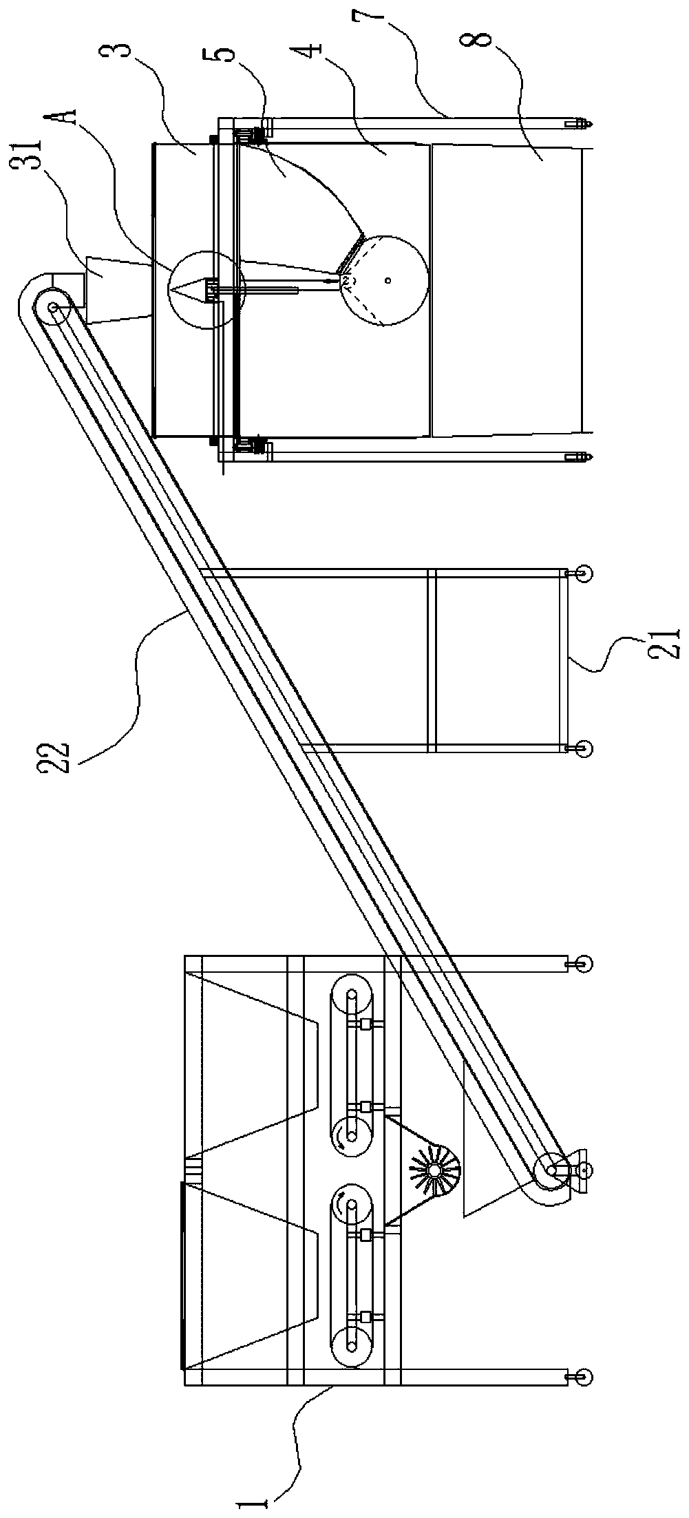 Distillation and retorting bucket loading material distribution machine for liquor and spirits by solid-state method