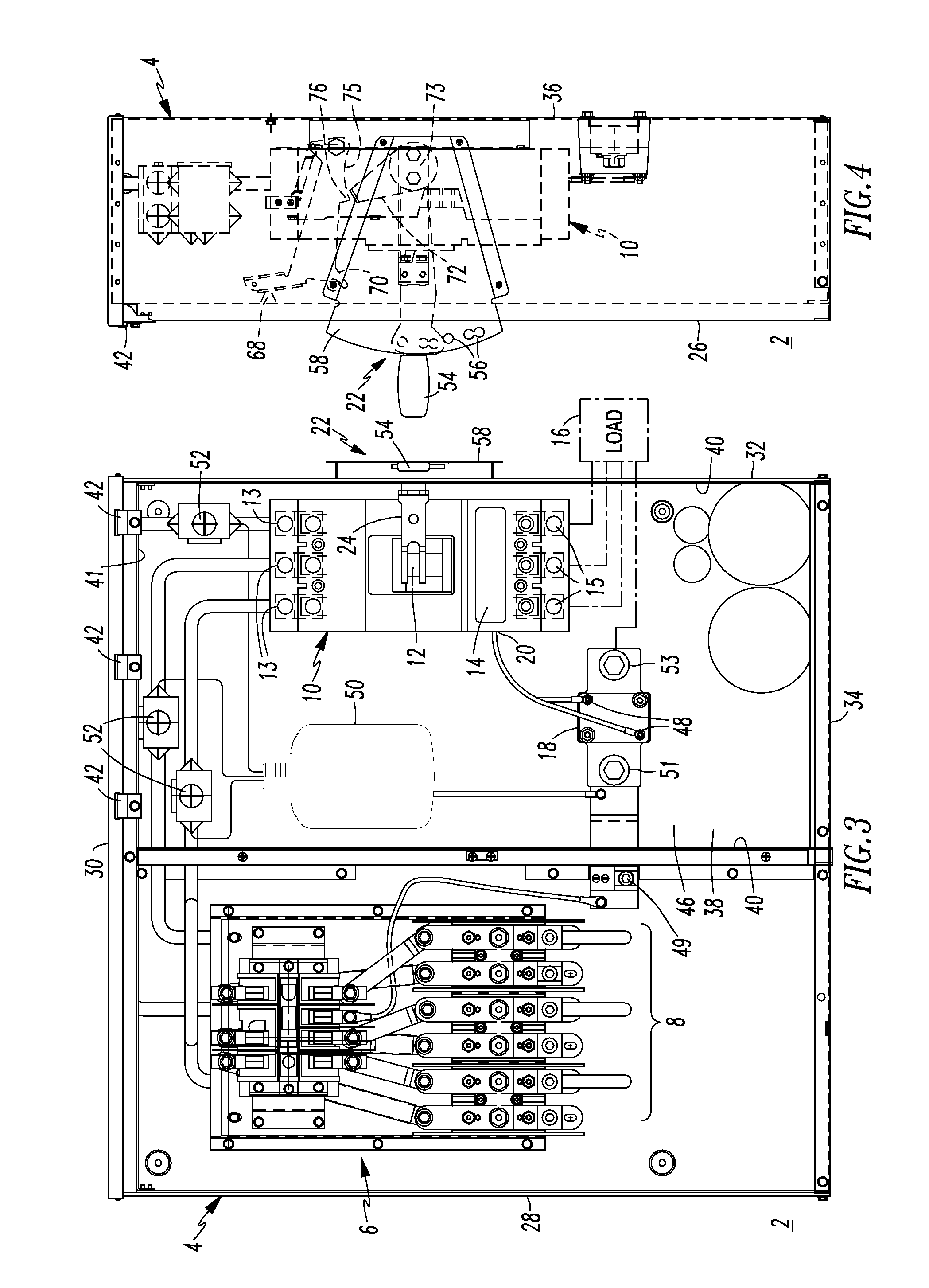 Enclosed metering and protective electrical apparatus including an external disconnect handle