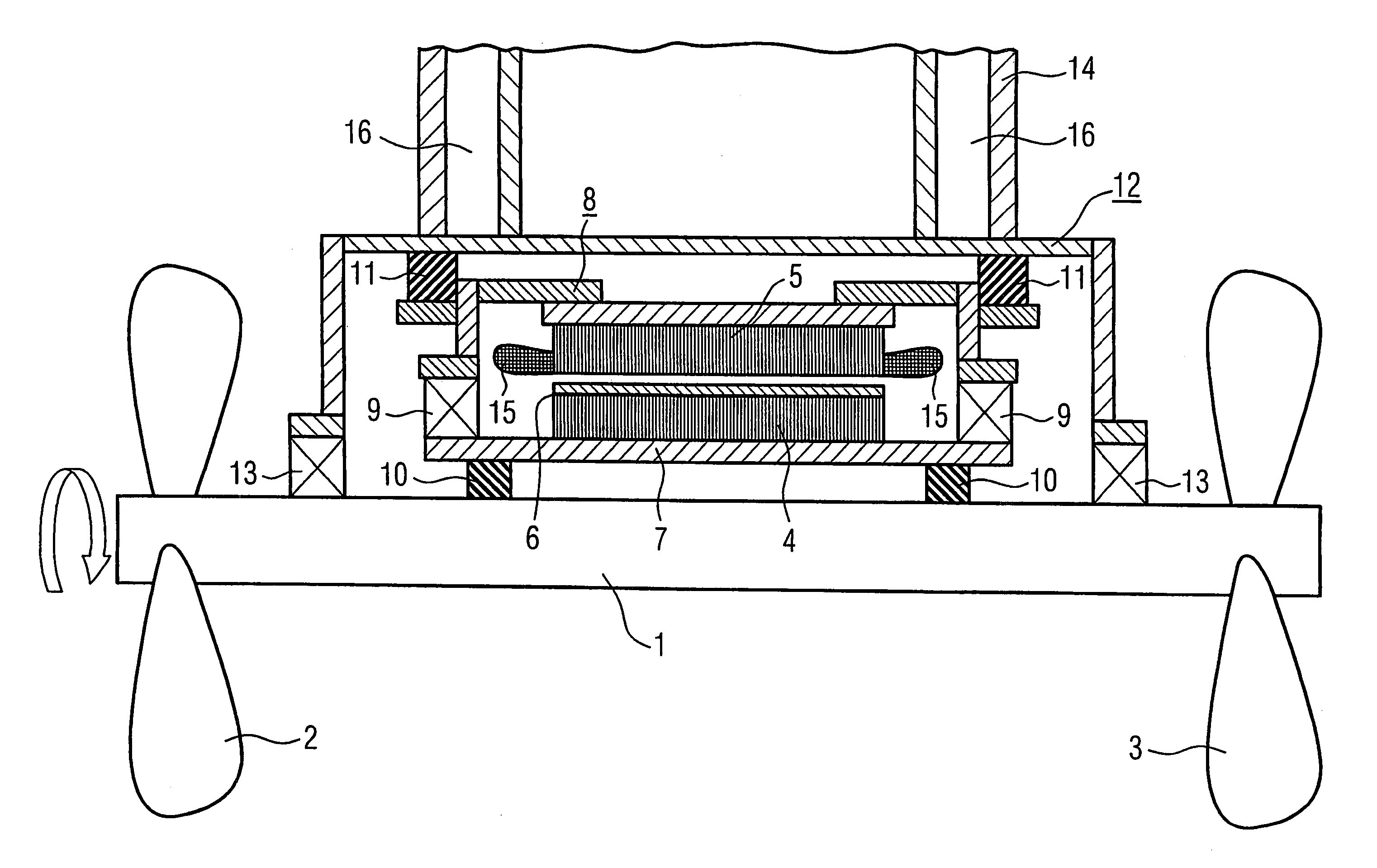 Shock-proof electric marine engine, e.g. engine or generator